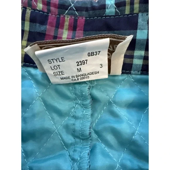 Vintage Company Collection Women's Snap Navy Pink Quilted Plaid Vest Size M - Picture 3 of 6